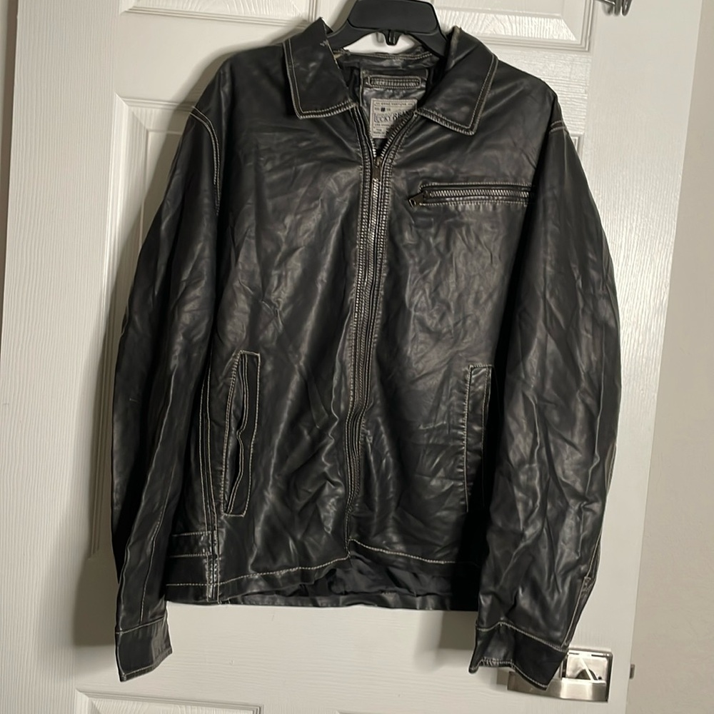 Lucky brand pleather zip up jacket